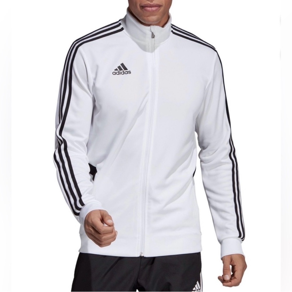Vintage Adidas Men's White and Black Track Jacket size medium